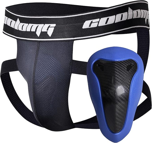 COOLOMG MMA Jock Straps with Cup for Men Adult 4-Straps Athletic Supporters with Groin Cup for BJJ Boxing Muay Thai Wrestling