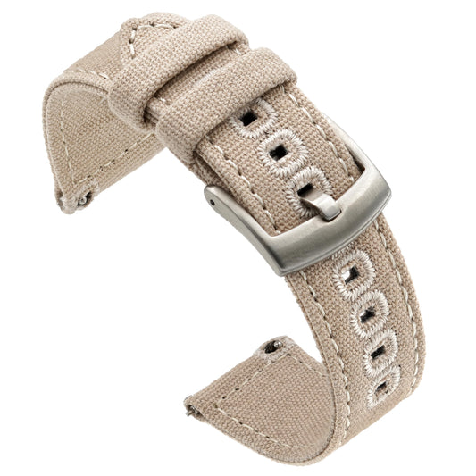 Benchmark Canvas Watch Band - Quick Release Cotton Fabric Watch Straps for Men & Women (22mm, Khaki Tan)