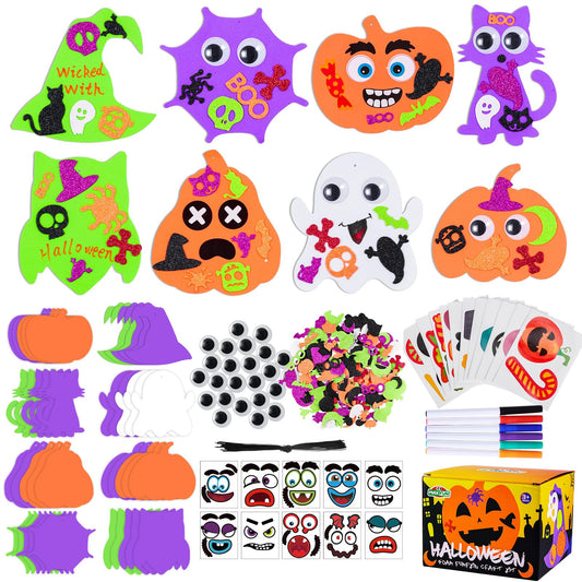 Max Fun 332PCS Halloween Crafts for Kids, Halloween Activities Foam Pumpkins for Crafts Stickers Gift Kits, DIY Art and Craft Set for Holiday Classroom Decorations Party Favors Supplies