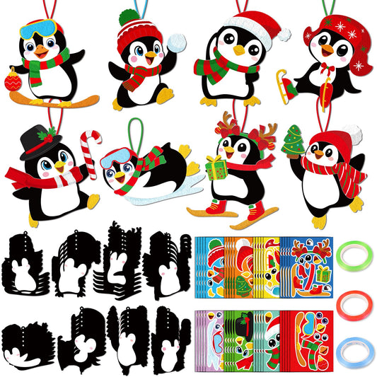 Moon Boat 40 Sets Christmas Crafts Penguin DIY Hanging Decorations Holiday Winter Craft Home Activities Party Favors
