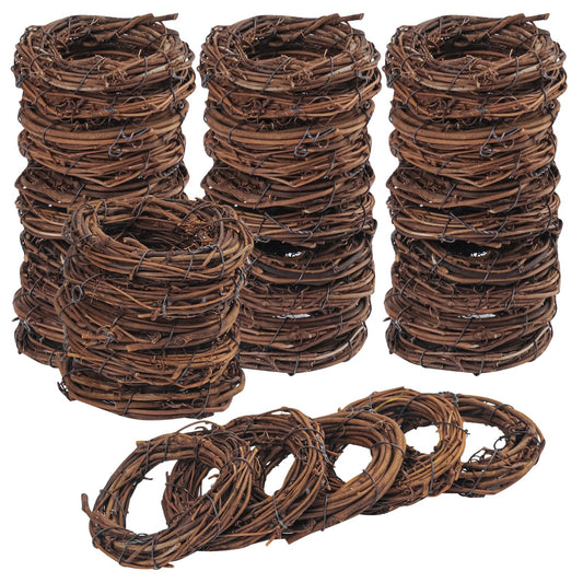 KUKLIPJIM 40 Pieces 3.15 Inch Natural Grapevine Wreath, Small Grapevine Wreaths, Vine Branch Wreath, for Christmas, Weddings, DIY Crafts, Parties and Festive Holiday Ornaments