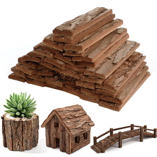 LEBERY Natural Tree Barks Wood Strips 45 Pcs Wood Bark for Crafts Rustic Unfinished Tree Barks Planks Wooden Craft Sticks Wood Log Twigs for DIY Crafts Photo Props Fairy Garden Home Decor