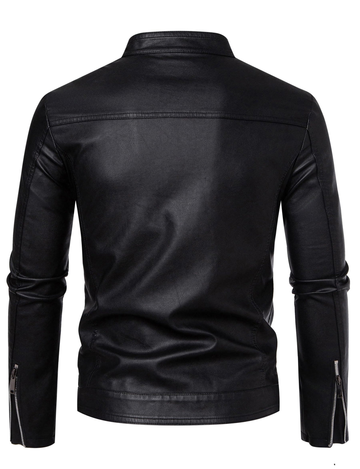 Zbrandy Mens Leather Jacket Faux Leather Motorcycle Jackets Stand Collar Biker Coat Outwear Black L