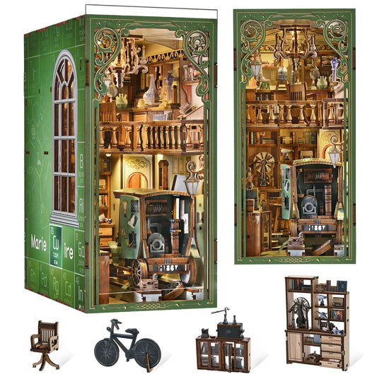 MiniCity Book Nook Kit, DIY Miniature Dollhouse Kit 3D Puzzles for Adults Tiny House Mini Home Craft Bookshelf Nook Puzzle Book Decor Gifts for Teenagers Book Lovers (The Radium Lady)