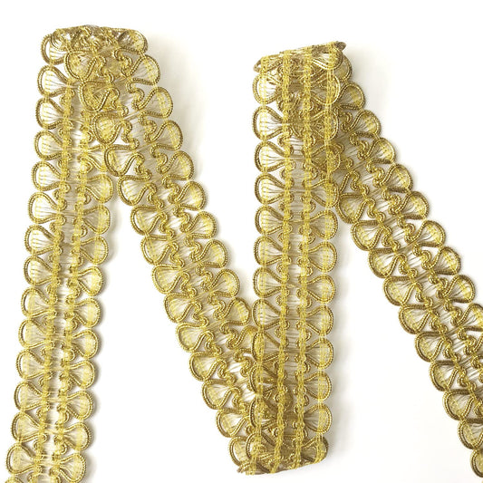 levylisa 10.9 Yards Metallic Braid Lace Trim Lace Ribbon Decorated Gimp Trim for Sewing and Crafting (Gold)