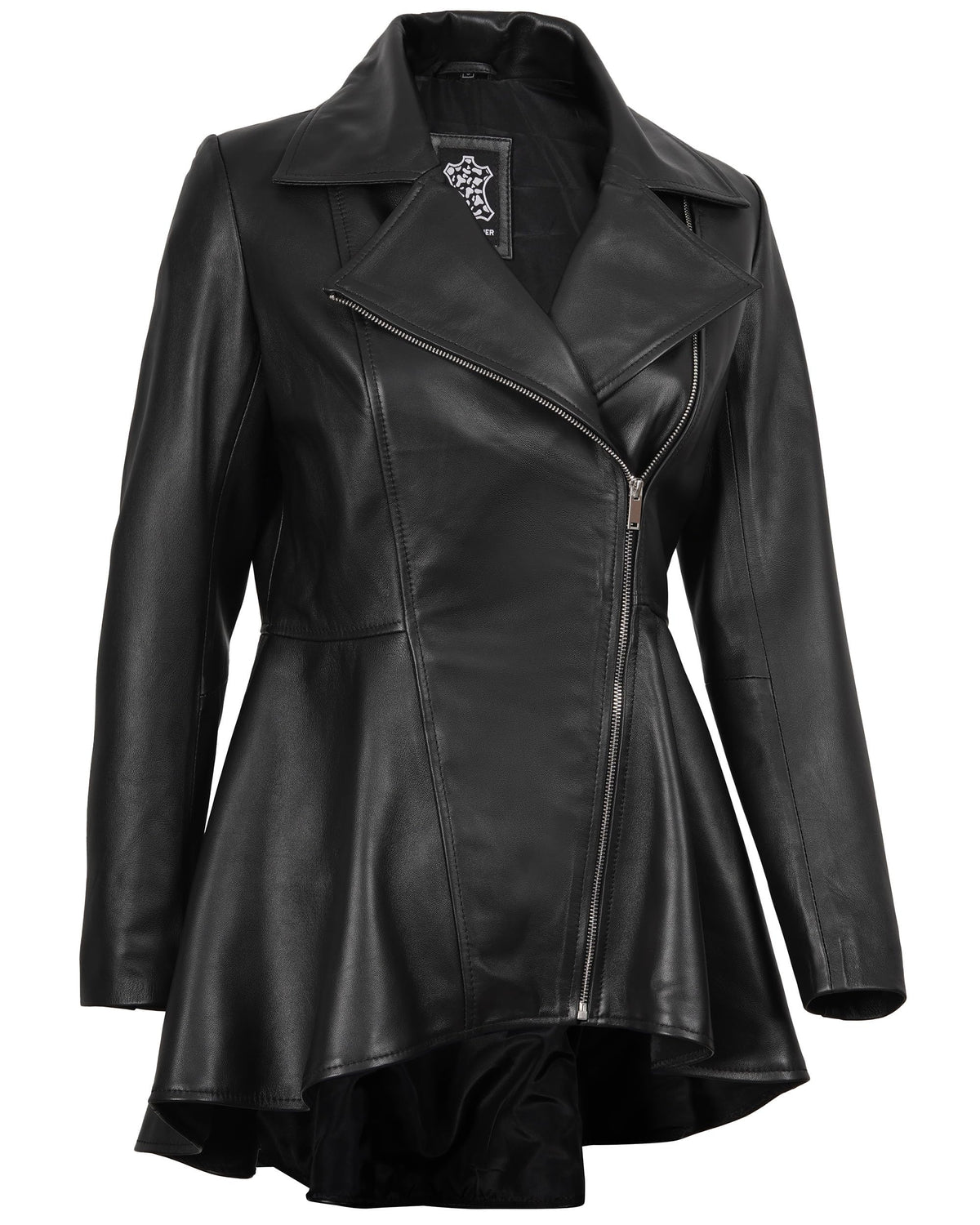 Decrum Disc leather Jacket Womens - Peplum Leather Jackets | [1314433] Clarissa Black, M