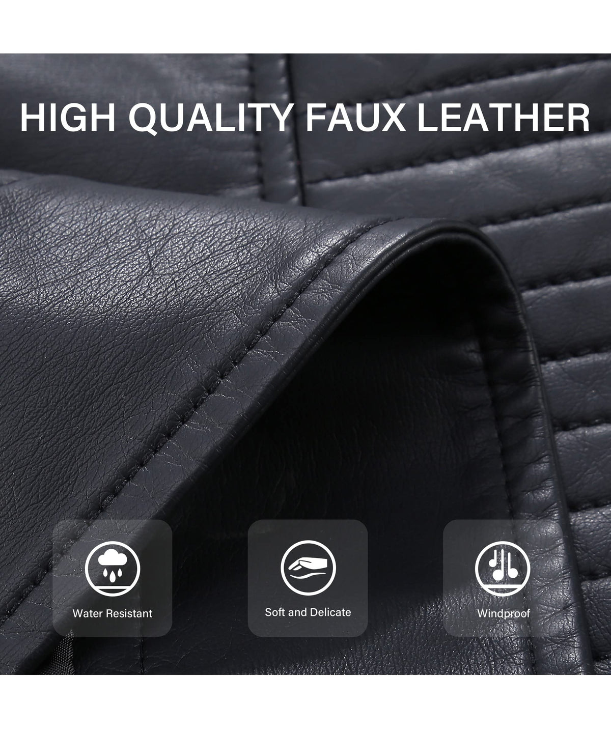 Bellivera Women's Faux Leather Casual Jacket 2026 Spring Trendy Motorcycle Outfits Lightweight Classic Coat 53 Black L