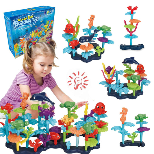 KC Republic Ocean Reef 125 pcs Building Toy Set for Toddlers and Kids Age 3, 4, 5, 6 Year Old Boys and Girls Stacking Reef Garden Building Toy STEM (125 pcs)