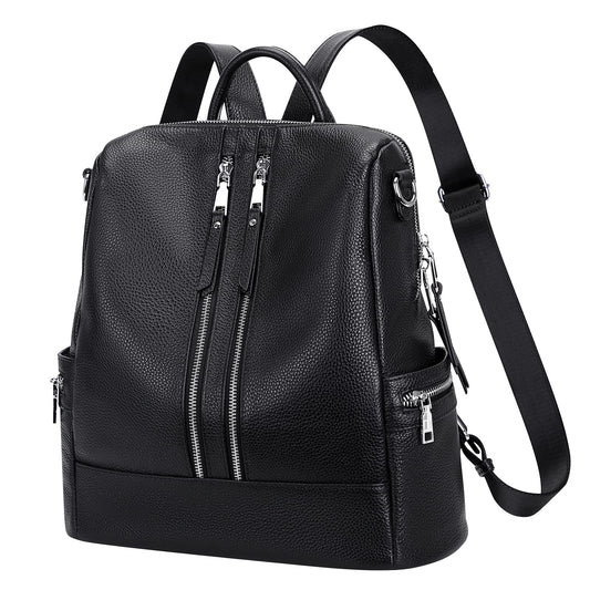 ALTOSY Genuine Leather Backpack Purse for Women Convertible Shoulder Bag Crossbody Bag Elegant Casual Daypacks (S77 Black)
