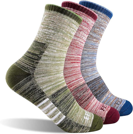 FEIDEER Women's Hiking Walking Socks, Multi-pack Outdoor Recreation Socks Wicking Cushion Crew Socks