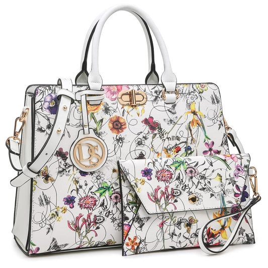 Dasein Women Handbags Purses Ladies Work Purse Satchel Tote Top Handle Shoulder Bags with Matching Clutch