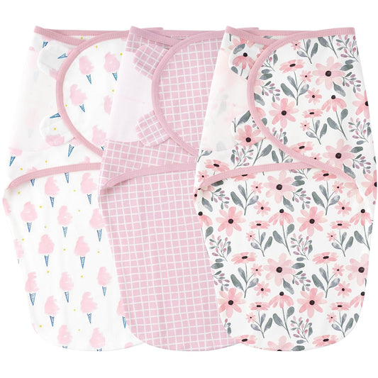 Yoofoss Baby Swaddles - 100% Cotton Adjustable Swaddle Sack | Breathable Soft 3-Pack for Newborns (0-3 Months)