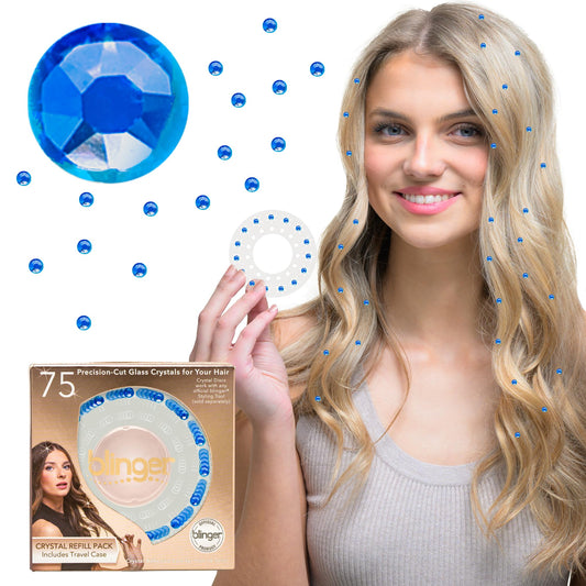 blinger® Shimmer Crystal Refill Pack – as seen on Shark Tank | 5 Discs – 75 Precision-Cut Glass Crystals | Hair-Safe Accessories | Styling Tool Not Included| Rose 4 mm