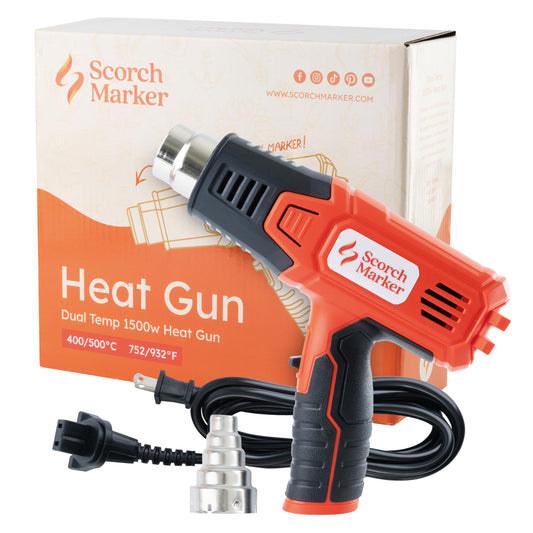 SCORCH MARKER - Heat Gun, 1500 Watt Dual Temperature, 842℉-1202℉ (450℃- 650℃) Heat Stages, Heat Gun for Crafting, Home Decor, Wood Burning Designs, Repairs, Shrink Wrap, and More, w/Fine Tip Nozzle