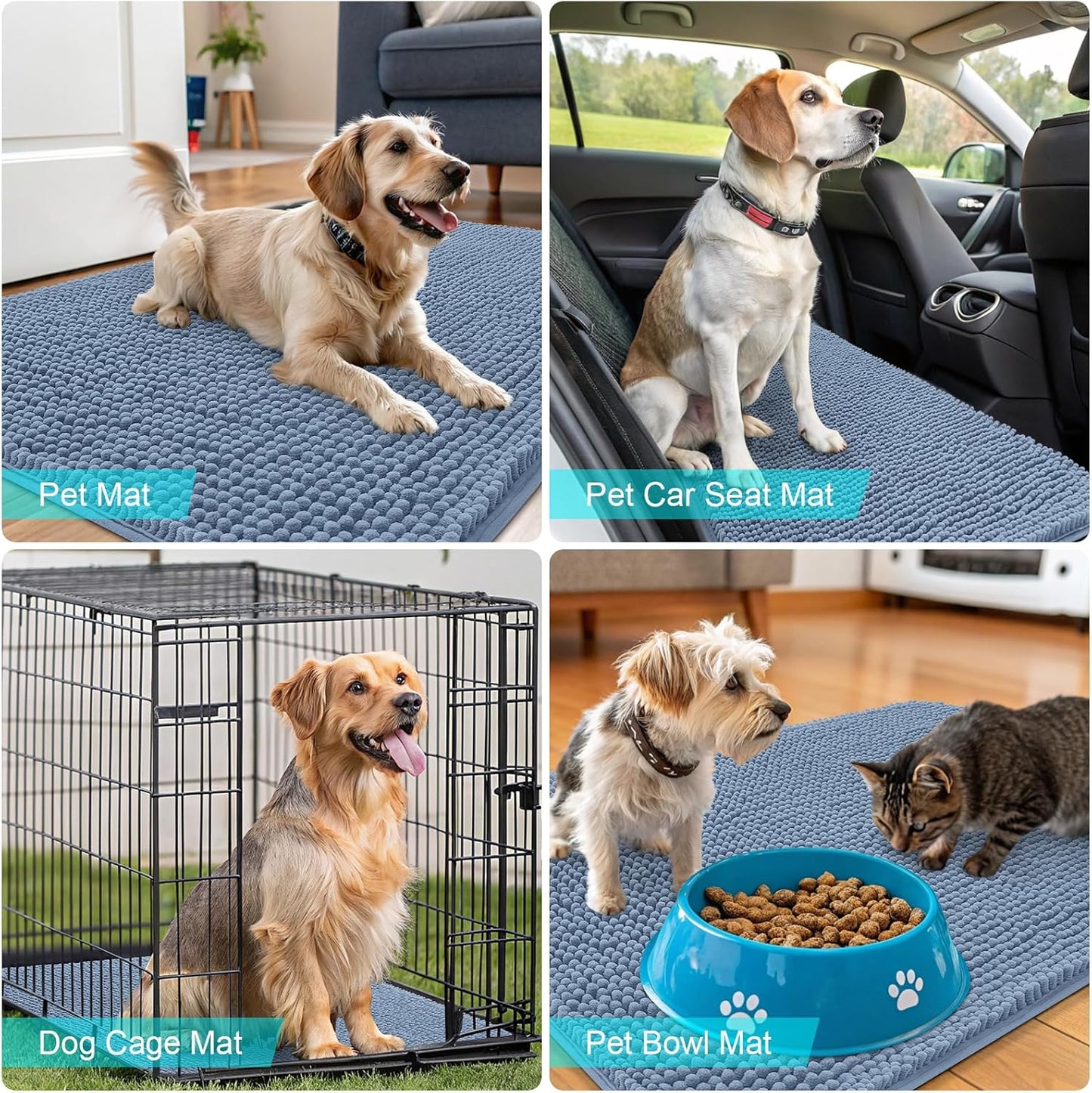OLANLY Dog Door Mat - Absorbent Non-Slip Washable Doormat for Muddy Paws | 24x16, Airy Blue