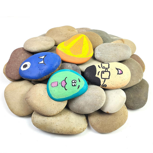 YISZM Large Rocks for Painting, 15PCS River Rocks for Painting, 3-4 Inches Flat Smooth Painting Stones for DIY Arts & Crafting