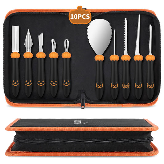 Pumpkin Carving Kit Tools Halloween, CHRYZTAL Professional Heavy Duty Carving Set, Stainless Steel Double-side Sculpting Tool Carving Kit for Halloween Decoration Jack-O-Lanterns, Gift for Halloween