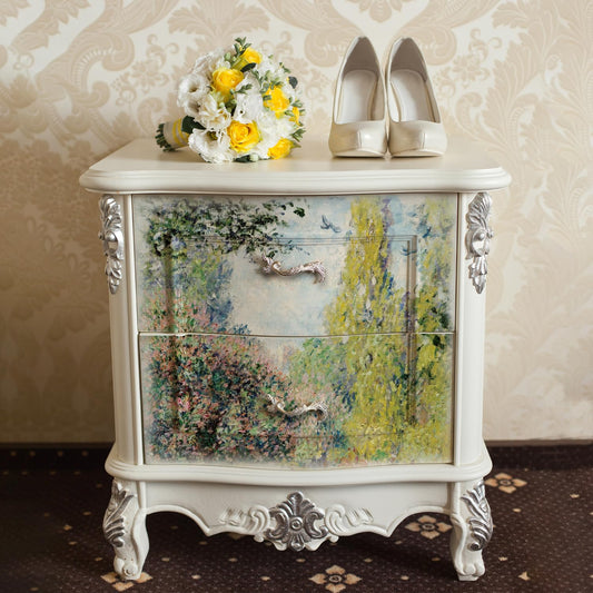 Flortlias Large Decoupage Paper for Furniture, Floral Printed Tissue Paper for Furniture, DIY Crafts Rice Papers, Lively Yard, 16.53'' x 19.69''