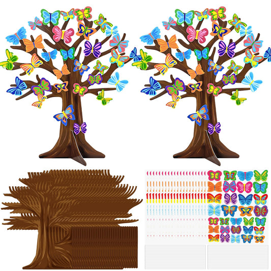 Cinrobiye 30 Set Spring Craft Kit Flower Bird Butterfly DIY Tree Ornaments Making Art Crafts for Toddler Sunday School Classroom Home Preschool Party Activities Favor Decor Supplies (Butterfly)