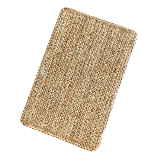 CY SISTERS Woven Placemats Set of 6 Rattan Placemats Rectangle Natural Placemats Wicker Heavy Braided Straw Placemat Farmhouse Square Plates Place mats for Indoor/Outdoor Patio Table 17.7'' X 11.8''