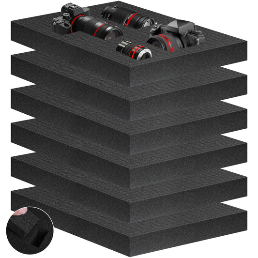 Eunice 6Pcs Polyurethane Foam Inserts -16 x 12 x 2 Inch Pick and Pluck Foam Padding Sheets for Tool Box, Camera Storage and Crafts
