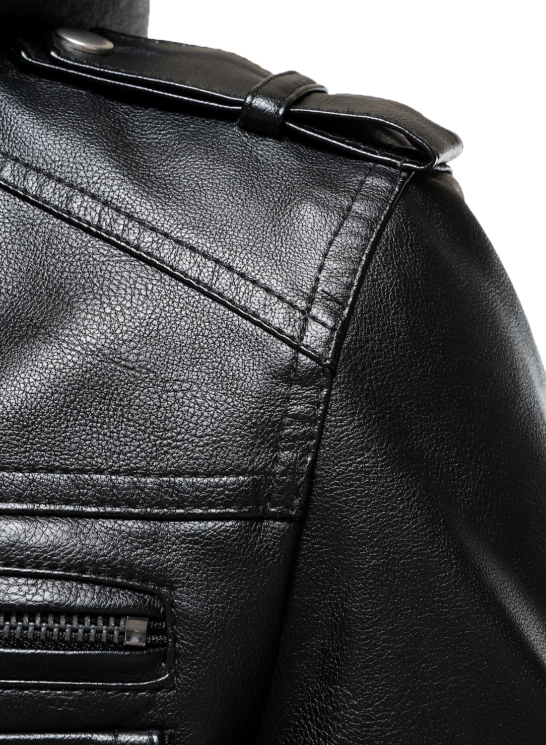 HOOD CREW Men's Faux Leather Hooded Jacket Motorcycle Jackets Water Repellent Windproof PU Moto Vintage Bomber Hoodie Coats Black M