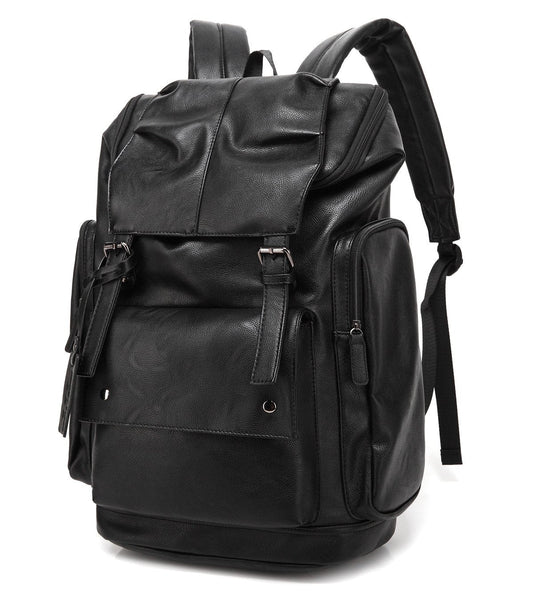 Baosha BP-16 PU Leather Casual Backpack 15.6inch Laptop Backpack Travel Backpack Hiking Comping Backpack Daypack Black
