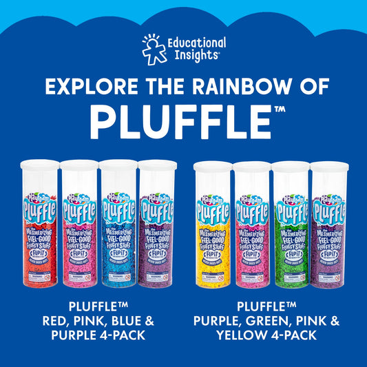 Educational Insights Pluffle(R) 4-Pack - Sensory Bin Foam Set, No Mess Alternative to Sand Toys & Slime for Toddlers at Home or in the Classroom, Fun Sensory Table Filler, Gift for Kids Ages 3+