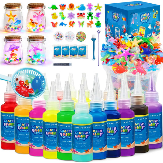 Craft Spot! 116PCS Magic Glow in The Dark Water Fairy Gel Toy, Create 150+ Sea Animals with 18 Molds & 100ml Gels, DIY Sensory STEM Science Kit, Creative Christmas Birthday Gift for Kids Girls & Boys