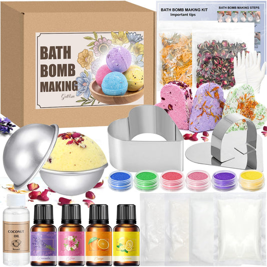 Gdblsm Bath Bomb Making Kit- DIY Bath Bomb Mold Set for Women, Make Your Own Shower Bombs with Shower Steamer Press Molds, Bath & Bathing Making Supplies Spa Craft Kits Gifts for Aldult Women