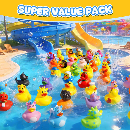 200 Pcs Rubber Ducks, Random Assortment Ducks Bulk for Jeeps Ducking, 2" Mini Rubber Duckies for Baby Toddler Bath Toys, Kids Pool Toys Birthday Gifts Party Favors