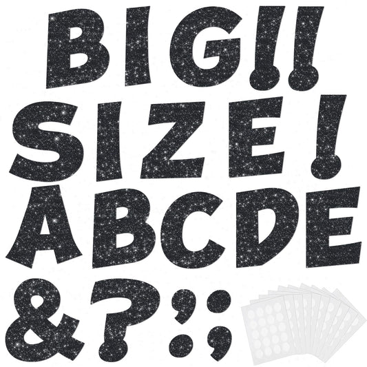 154 Pcs Large 7" Glitter Bulletin Board Letters, Poster Board Letters Alphabet Punctuation Cut Out Cardboard Letters Accessories for Classroom Display Decorating Supplies 7inch