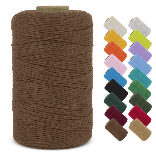 LEREATI Macrame Cord 1mm x 426 Yard Natural Cotton String Twine Macrame Rope Yarn, Colored String Craft Cord for DIY Jewelry Making Wall Hanging Gift Wrapping Decoration (Brown)
