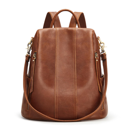 S-ZONE Leather Backpack Purses for Women Antitheft Soft Rucksack Ladies Shoulder Bag Medium