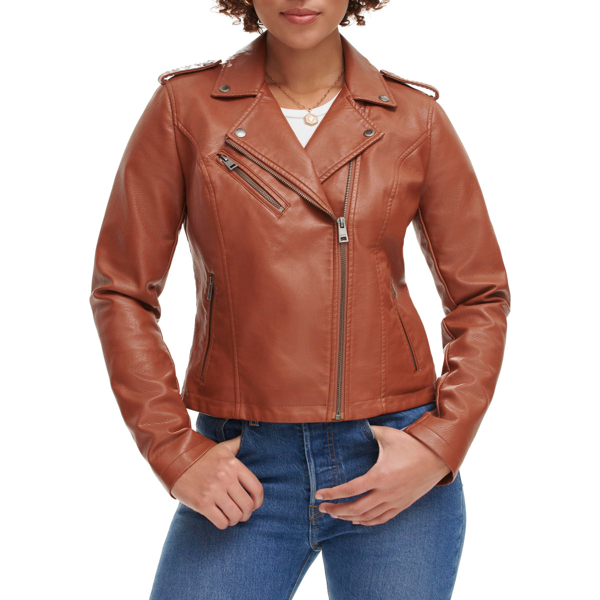 Levi's Women's Faux Leather Jacket, Camel Brown, X-Small
