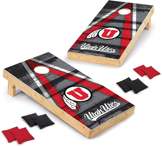 Wild Sports NCAA College 2' x 4' Wood Direct Print Tournament Cornhole Set, 8 Bean Bags, Vintage Triange Design - Tailgate, Outdoor, Backyard
