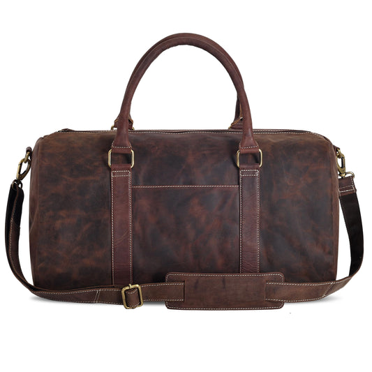 Real Leather Duffle Bag for Men | Vintage Weekender Travel Bag | Overnight Carry-On Luggage | Handmade Leather Gym Bag for Men