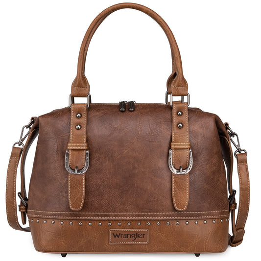 Wrangler Doctor Bag Top Handle Purse Hobo Shoulder Satchel Handbags Crossbody Bag with Crazy Horse Grain Leather for Women WG48-S5110BR