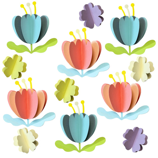 EGG CHECK 12 Pcs Handmade 3D Paper Flower Wall Decor, Colorful Flower Cutouts for Bulletin Board, Classroom Decor, Nursery, Kids Room, Party Decorations, Photo Backdrop, Korean Paper Craft