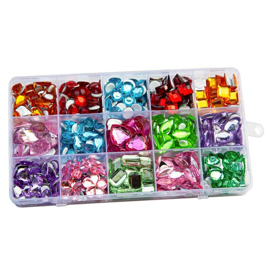 DISSONA Self Adhesive Gems Jewels for Kids Crafts Rhinestones Jumbo Crystal Stickers10 Shapes DIY Size :10mm to 20mm with Glue Stickers in Flat Back for Arts & Crafts Projects (500) Color at Random