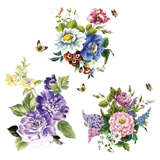 3 Pcs Flowers Wall Stickers Wall Decals Peel and Stick for Room Decorations Living Room Bedroom
