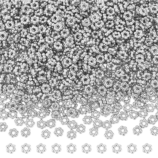 UNICRAFTALE 1000Pcs Spacer Beads Flower Beads 3mm Daisy Spacers Beads Metal Loose Beads Blossom Beads Braclet Beads Tiny Spacer Beads for Necklace Bracelet Earring Jewelry Making Hole 0.8mm
