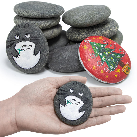 Markdang Rocks for Painting 10 Pcs 2.7-4” Large River Rock for Paint Natural Flat & Smooth Stones for Painting for Kids & Adult Craft Gift