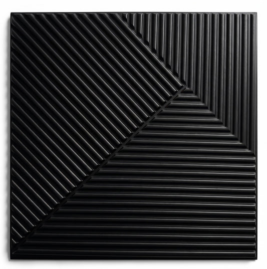 RIZZ TILE Matte Black 3D Wall Panels – 12 Pack 19.7"x19.7" Textured PVC Panels for Modern Accent Wall Decor, Waterproof 3D Wallscape Tiles for Gaming Room, Living Room & Office (Covers 32.4 Sq.Ft)