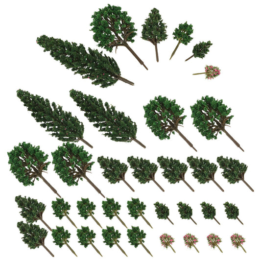 NUOBESTY Plastic Mini Model Trees Railway Pine Tree Model for Diorama Sand Table Landscape Decor Miniature Forest for Railroad Craft Building Cake Topper 38pcs