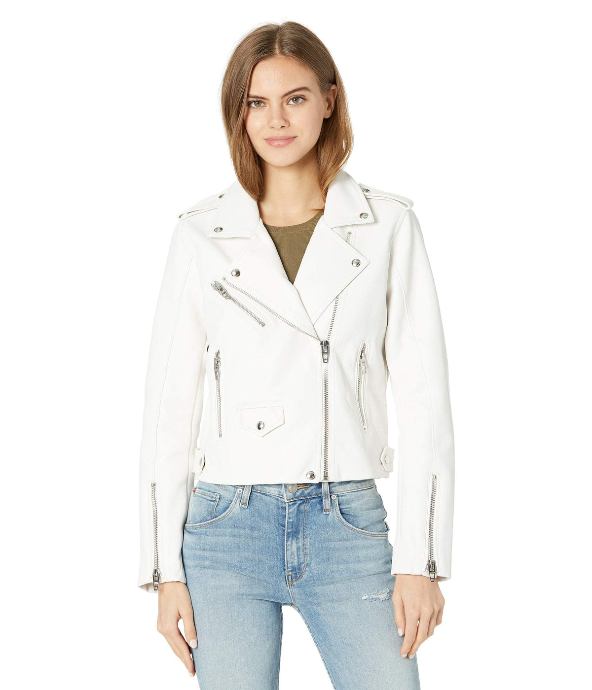 [BLANKNYC] womens Jacket, & Luxury Clothing Vegan Leather Moto Jacket Comfortable Casual Coat, Pure Motivation, Large US