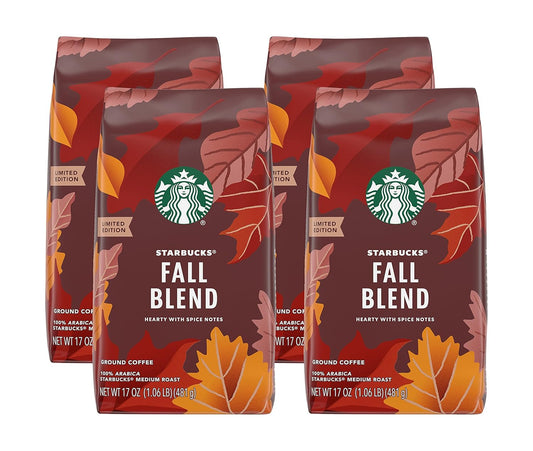 Starbucks Limited Edition Ground Coffee - Fall Blend Medium Roast 100% Arabica | 17 Ounce Bag (Pack of 4)