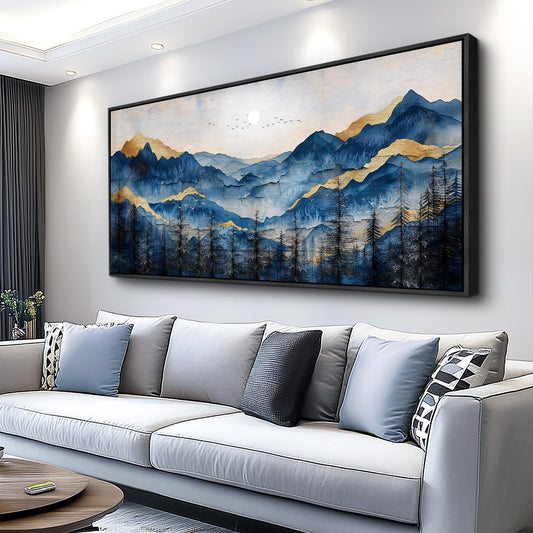 FUHAIHUA Black Framed Canvas Wall Art For Living Room Wall Decor For Bedroom Office Wall Decoration Mountain Painting Abstract Pictures Artwork Room Aesthetic Home Decor 20x40 In