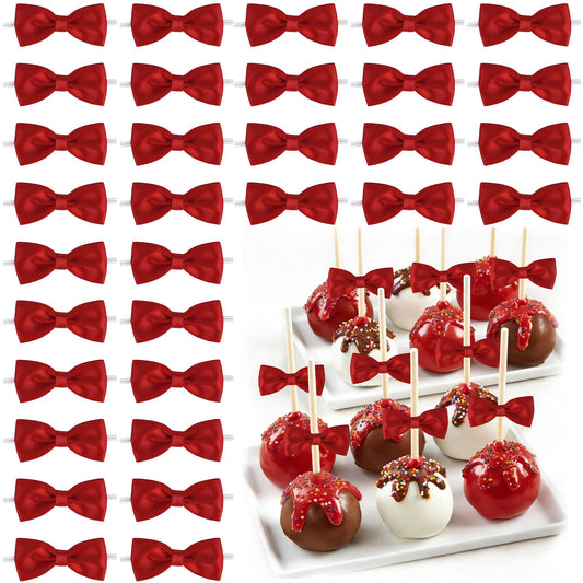 LiBongTa Red Bows 2" Premade Twist Tie Bows 50 PCS Small Red Satin Ribbon Bow for Gift Wrapping Cake Candy Treat Bags Party Favors Crafts Birthday Wedding Decorations