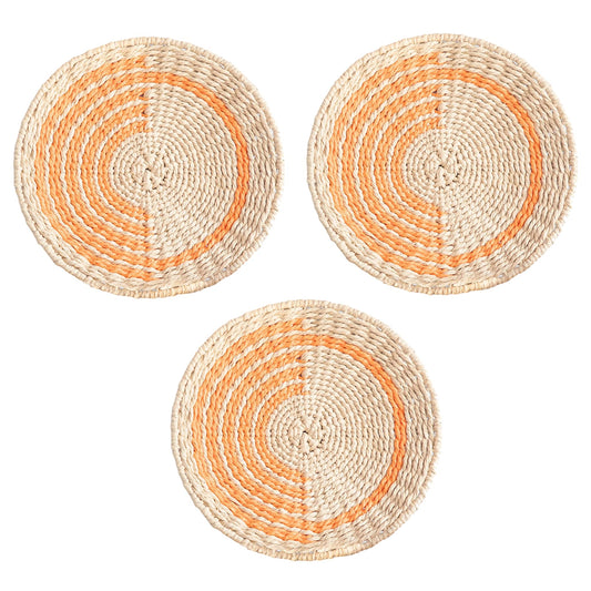 3-Pack Braided Paper Cord Wall Art – 11 Inch Round Boho Wall Hanging Decor (1.2" Thick) – Handwoven Multicolor Macramé-Style Accents for Living Room, Bedroom, Office – Eco-Friendly & Lightweight